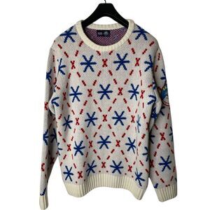 Rowing Blazers x Babar Ski Team Patch Snowflake Sweater 100% Wool men's size lar